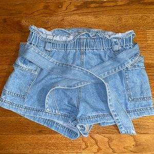 NEVER WORN Pacsun Paperbag Denim Shorts with Tie